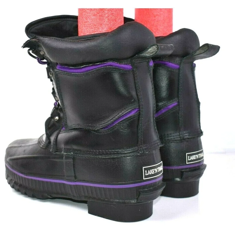 Lake N Trail Women's Black Purple Thinsulate Insulated‎ Winter Duck Boots Sz 11